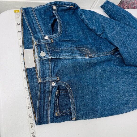 Everlane Women's Mid Rise Skinny Ankle Jeans‎ Size 28 Cropped Dark Wash Stretch - Picture 6 of 9